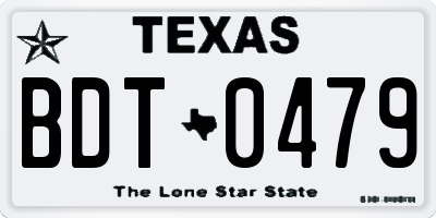 TX license plate BDT0479