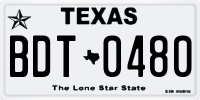 TX license plate BDT0480
