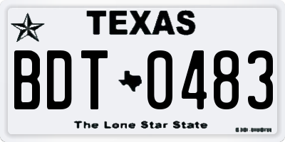 TX license plate BDT0483