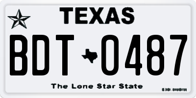 TX license plate BDT0487