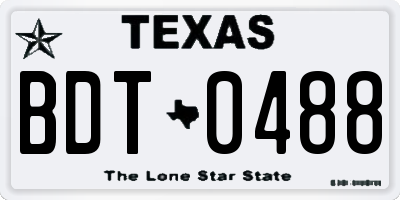 TX license plate BDT0488