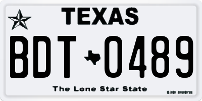 TX license plate BDT0489
