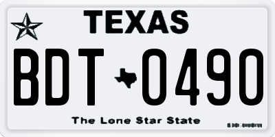 TX license plate BDT0490