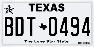 TX license plate BDT0494