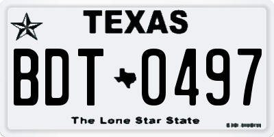 TX license plate BDT0497