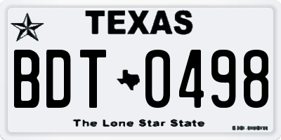 TX license plate BDT0498