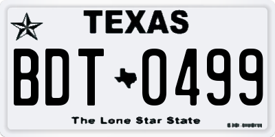 TX license plate BDT0499