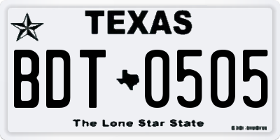 TX license plate BDT0505