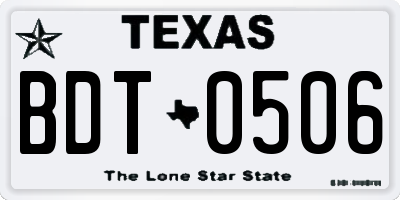 TX license plate BDT0506
