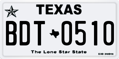 TX license plate BDT0510