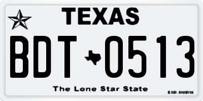TX license plate BDT0513