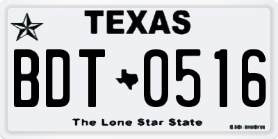 TX license plate BDT0516