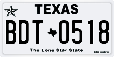 TX license plate BDT0518