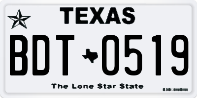 TX license plate BDT0519