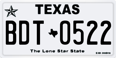 TX license plate BDT0522