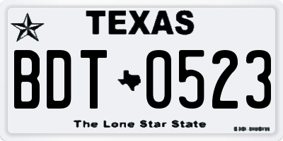 TX license plate BDT0523