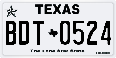 TX license plate BDT0524