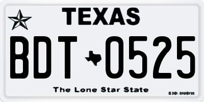 TX license plate BDT0525