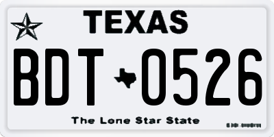 TX license plate BDT0526