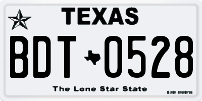 TX license plate BDT0528