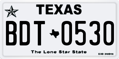TX license plate BDT0530