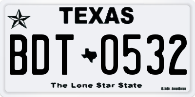 TX license plate BDT0532