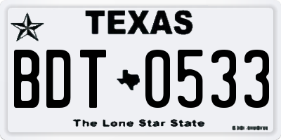 TX license plate BDT0533