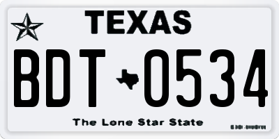 TX license plate BDT0534