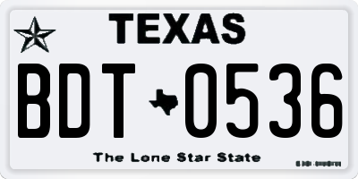 TX license plate BDT0536