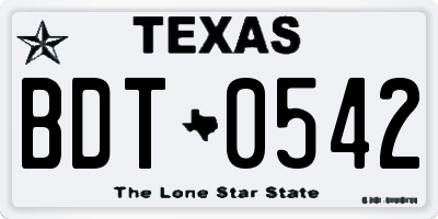 TX license plate BDT0542