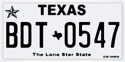 TX license plate BDT0547