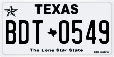 TX license plate BDT0549