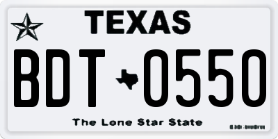 TX license plate BDT0550