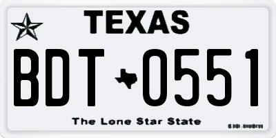 TX license plate BDT0551
