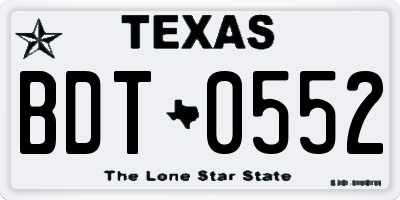 TX license plate BDT0552