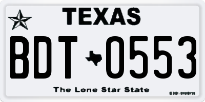 TX license plate BDT0553