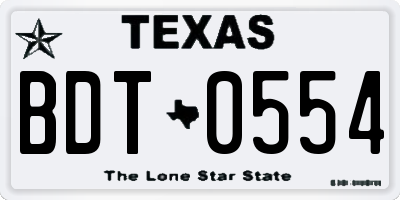 TX license plate BDT0554