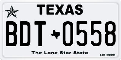 TX license plate BDT0558
