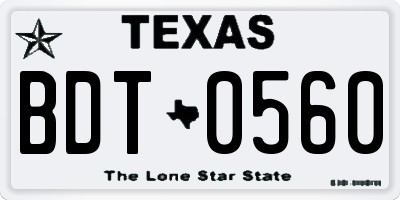 TX license plate BDT0560