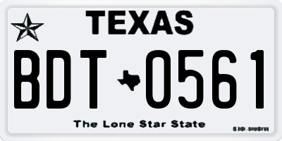 TX license plate BDT0561