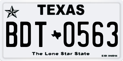 TX license plate BDT0563