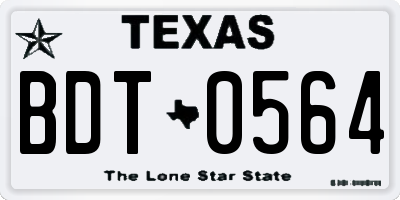 TX license plate BDT0564