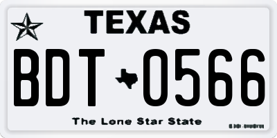 TX license plate BDT0566
