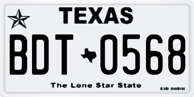 TX license plate BDT0568