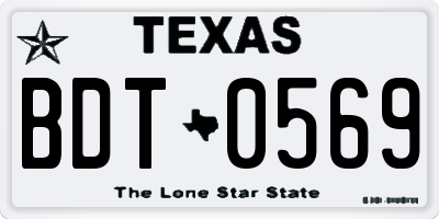 TX license plate BDT0569