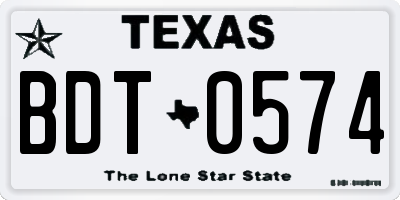 TX license plate BDT0574