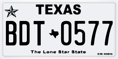 TX license plate BDT0577