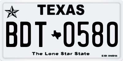 TX license plate BDT0580