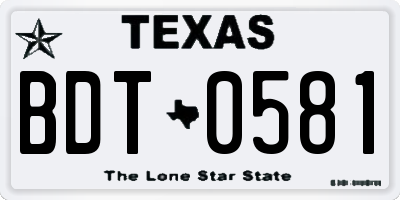TX license plate BDT0581