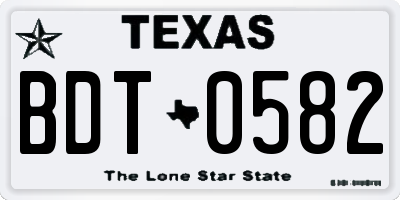 TX license plate BDT0582
